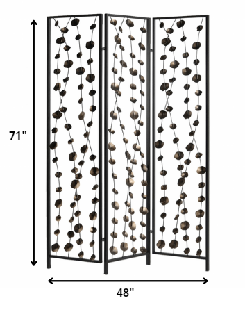 48 x 1 x 71 Gray And Bronze Metal Falling Blooms Screen - Image 2