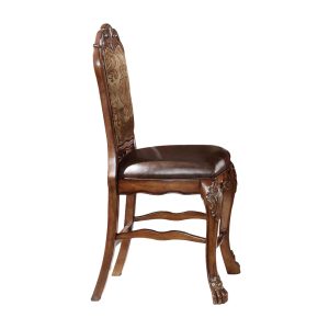 24" X 21" X 48" PU Cherry Oak Wood Poly Resin Upholstery Counter Height Chair (Set-2)