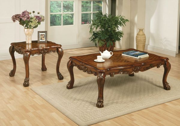 36" X 54" X 20" Cherry Oak Wood Poly Resin Coffee Table - Image 2