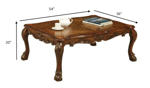 36" X 54" X 20" Cherry Oak Wood Poly Resin Coffee Table - Image 4
