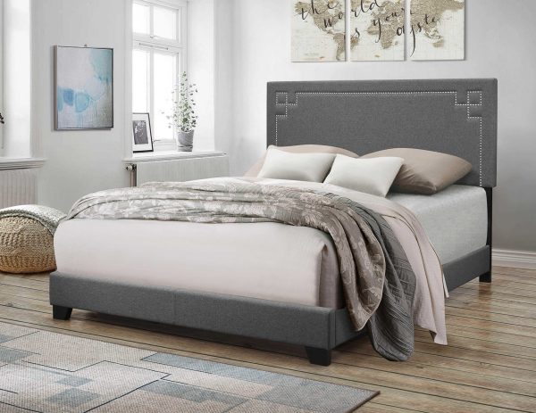 Contemporary Gray Upholstered King Size Bed - Image 2