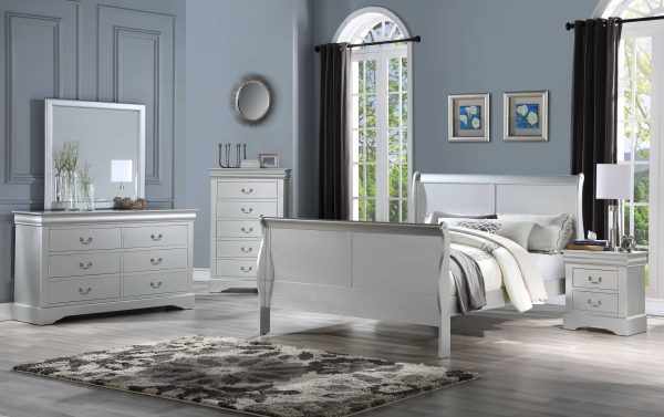 80" X 90" X 47" Platinum Wood Eastern King Bed - Image 2