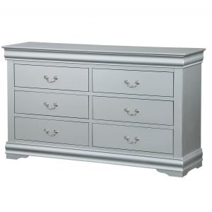 18" X 60" X 34" Platinum Wood Dresser