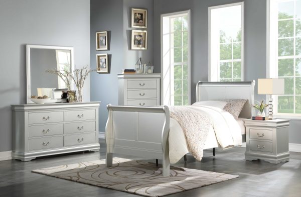 41" X 85" X 47" Platinum Wood Twin Bed - Image 2