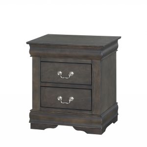 Dark Gray Wooden 2 Drawer Nightstand
