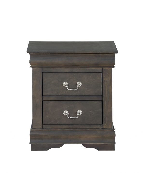 Dark Gray Wooden 2 Drawer Nightstand - Image 3