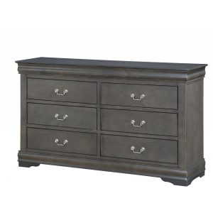 15" X 57" X 33" Dark Gray Wood Dresser