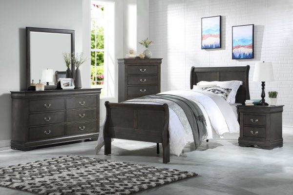 41" X 85" X 47" Dark Gray Wood Twin Bed - Image 3