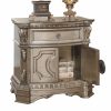 18" X 30" X 29" Antique Champagne Wood Poly Resin Nightstand wWooden Top