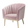 31" X 32" X 34" Pink Velvet Gold Upholstery Wood Accent Chair - Image 3