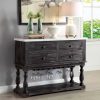18" X 48" X 36" White Marble Weathered Espresso Wood Server - Image 2