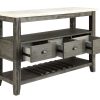 18" X 54" X 36" White Marble Gray Oak Wood Server - Image 2