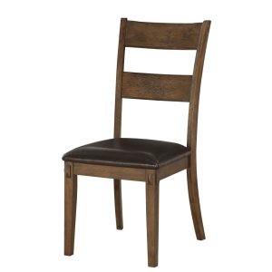 19" X 21" X 39" Faux Leather Upholstered and Dark Oak Wood Side Chair