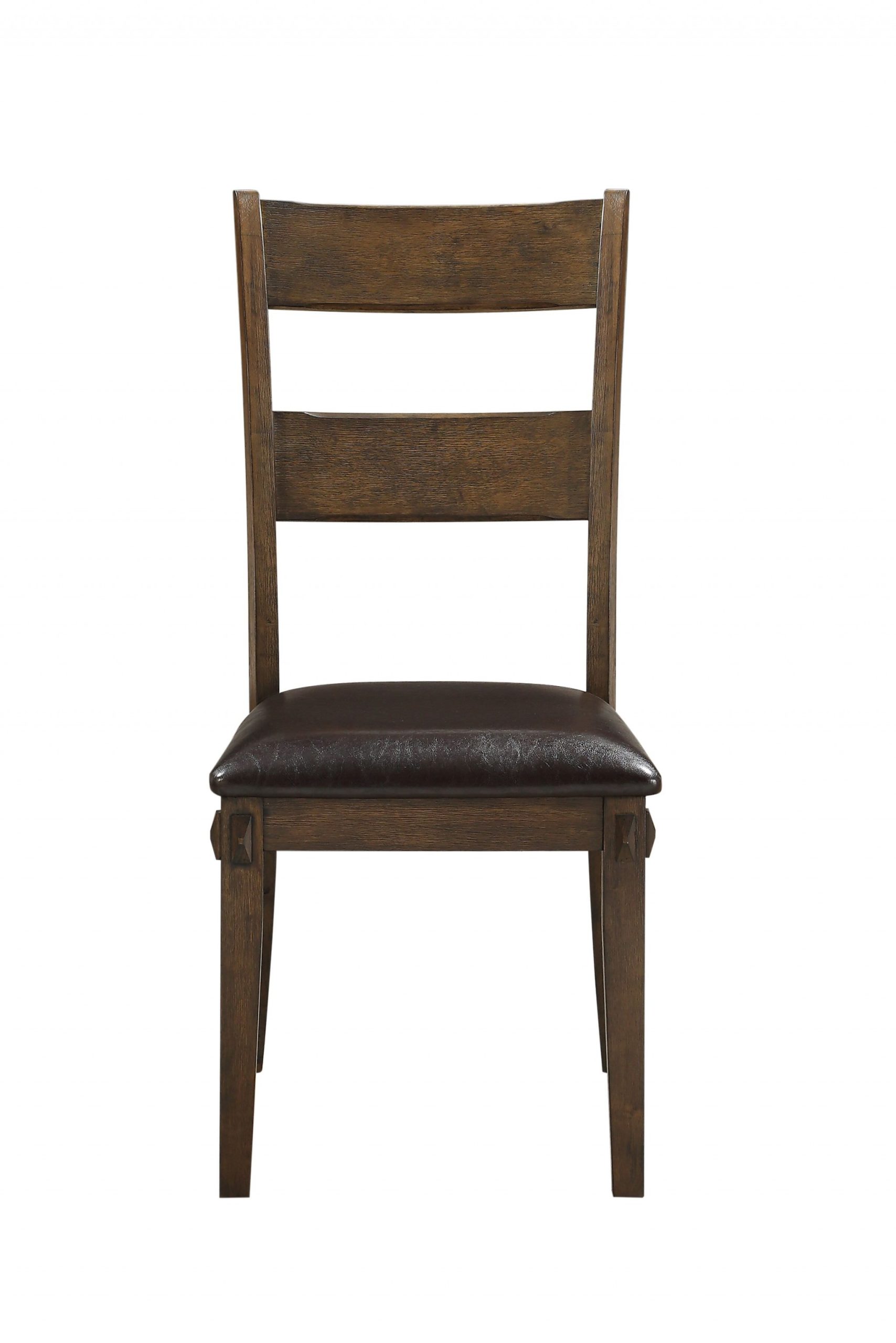 19" X 21" X 39" Faux Leather Upholstered and Dark Oak Wood Side Chair - Image 3