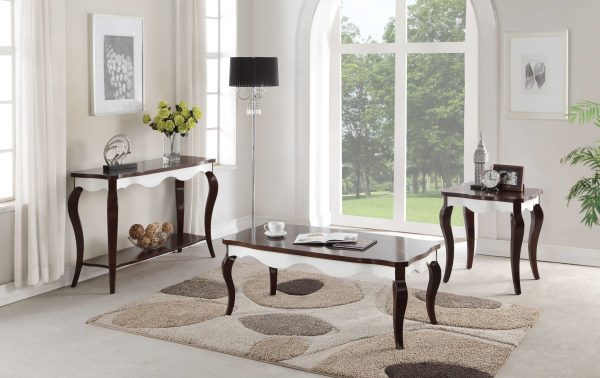 24" X 22" X 24" Walnut White Wood End Table - Image 2