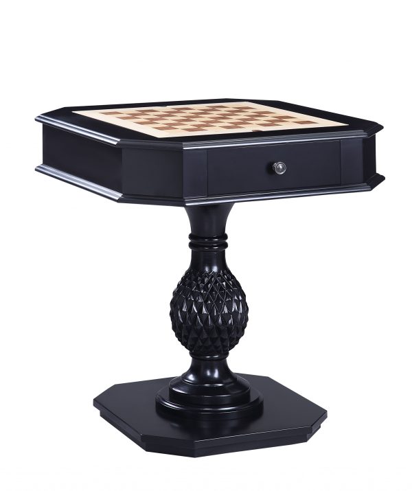 28" X 28" X 30" Black Wood Poly-Resin Game Table