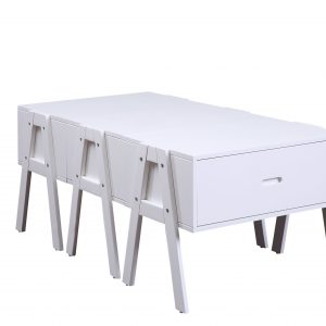 Sleek White Rectangular Convertible Coffee Table