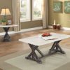 22" X 24" X 23" White Marble Weathered Espresso Wood End Table - Image 2