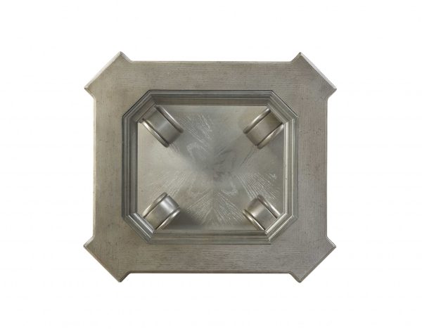 24" X 26" X 25" Antique Champagne Clear Glass Wood Poly-Resin End Table - Image 2