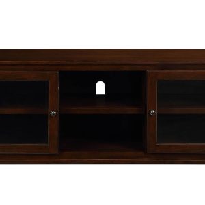 19" X 58" X 26" Walnut Wood Glass (TV Stand) TV Stand