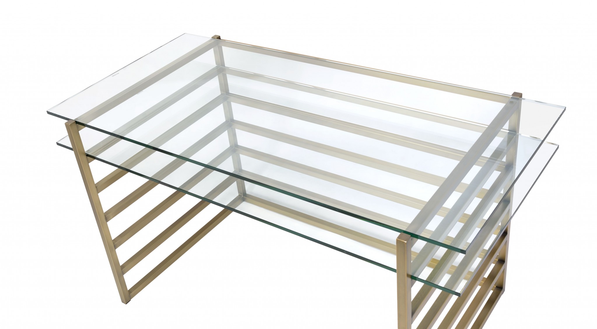 28" Clear Glass Mirrored Rectangular Writing Desk - Image 3