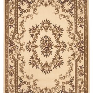 8'x11' Ivory Machine Woven Hand Carved Floral Medallion Indoor Area Rug