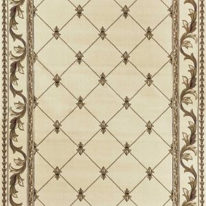 8'x11' Ivory Machine Woven Hand Carved Fleur De Lis Indoor Area Rug