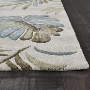 5'x8' Ivory Hand Tufted Tropical Leaves Indoor Area Rug