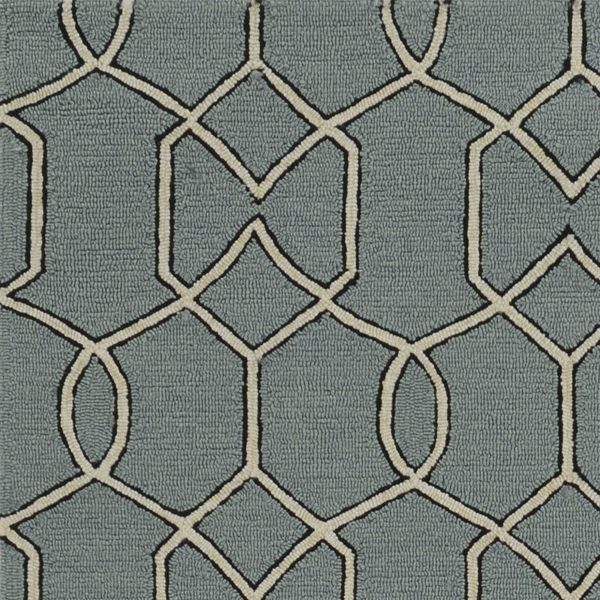 7'x10' Spa Green Hand Hooked UV Treated Trellis Indoor Outdoor Area Rug - Image 2