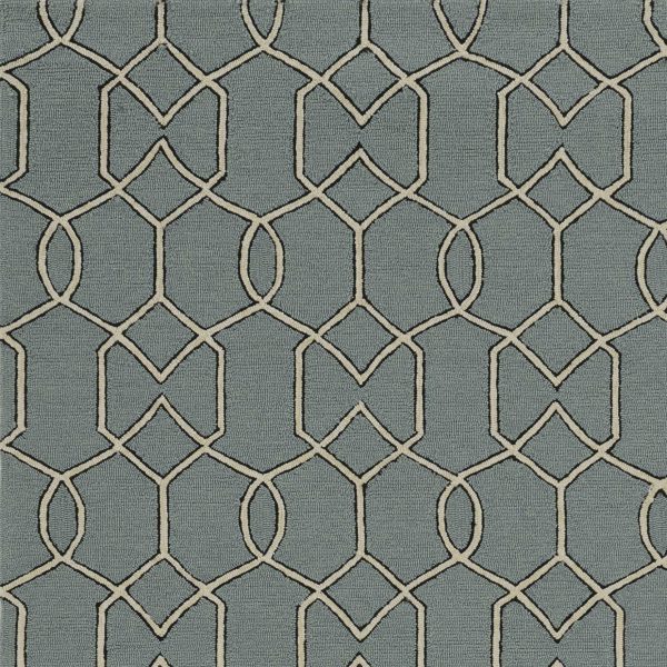 7'x10' Spa Green Hand Hooked UV Treated Trellis Indoor Outdoor Area Rug - Image 3