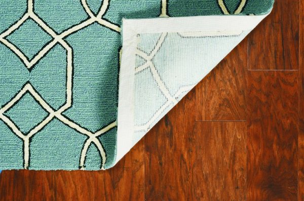 7'x10' Spa Green Hand Hooked UV Treated Trellis Indoor Outdoor Area Rug - Image 4