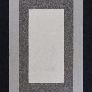 7'x10' Charcoal Grey Hand Hooked UV Treated Bordered Indoor Outdoor Area Rug