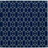 7'x10' Navy Blue Hand Hooked UV Treated Trellis Indoor Outdoor Area Rug - Image 2