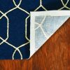 7'x10' Navy Blue Hand Hooked UV Treated Trellis Indoor Outdoor Area Rug - Image 3