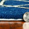 7'x10' Navy Blue Hand Hooked UV Treated Trellis Indoor Outdoor Area Rug - Image 5