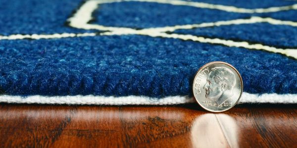 7'x10' Navy Blue Hand Hooked UV Treated Trellis Indoor Outdoor Area Rug - Image 5