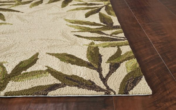 8'x10' Sand Beige Hand Hooked UV Treated Bordered Coastal Sea Grass Indoor Outdoor Area Rug - Image 4