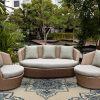 8'x10' Ivory Blue Hand Hooked UV Treated Floral Medallion Indoor Outdoor Area Rug - Image 2