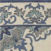 8'x10' Ivory Blue Hand Hooked UV Treated Floral Medallion Indoor Outdoor Area Rug - Image 3