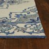 8'x10' Ivory Blue Hand Hooked UV Treated Floral Medallion Indoor Outdoor Area Rug - Image 5