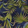 8'x10' Ink Blue Hand Hooked UV Treated Oversized Tropical Leaves Indoor Outdoor Area Rug