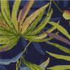 8'x10' Ink Blue Hand Hooked UV Treated Oversized Tropical Leaves Indoor Outdoor Area Rug - Image 2