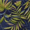 8'x10' Ink Blue Hand Hooked UV Treated Oversized Tropical Leaves Indoor Outdoor Area Rug - Image 3