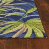 8'x10' Ink Blue Hand Hooked UV Treated Oversized Tropical Leaves Indoor Outdoor Area Rug - Image 5