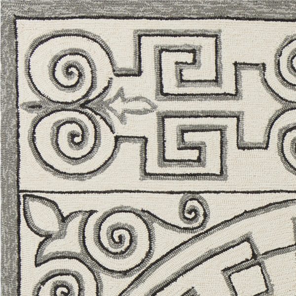 8'x10' Ivory Grey Hand Woven UV Treated Greek Key Medallion Indoor Outdoor Area Rug - Image 2