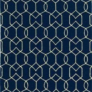 8'x11' Navy Blue Hand Hooked UV Treated Trellis Indoor Outdoor Area Rug
