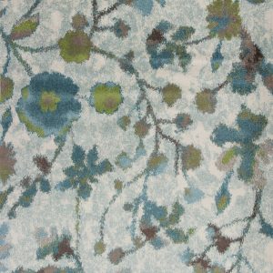 10'x13' Teal Blue Machine Woven Floral Indoor Area Rug
