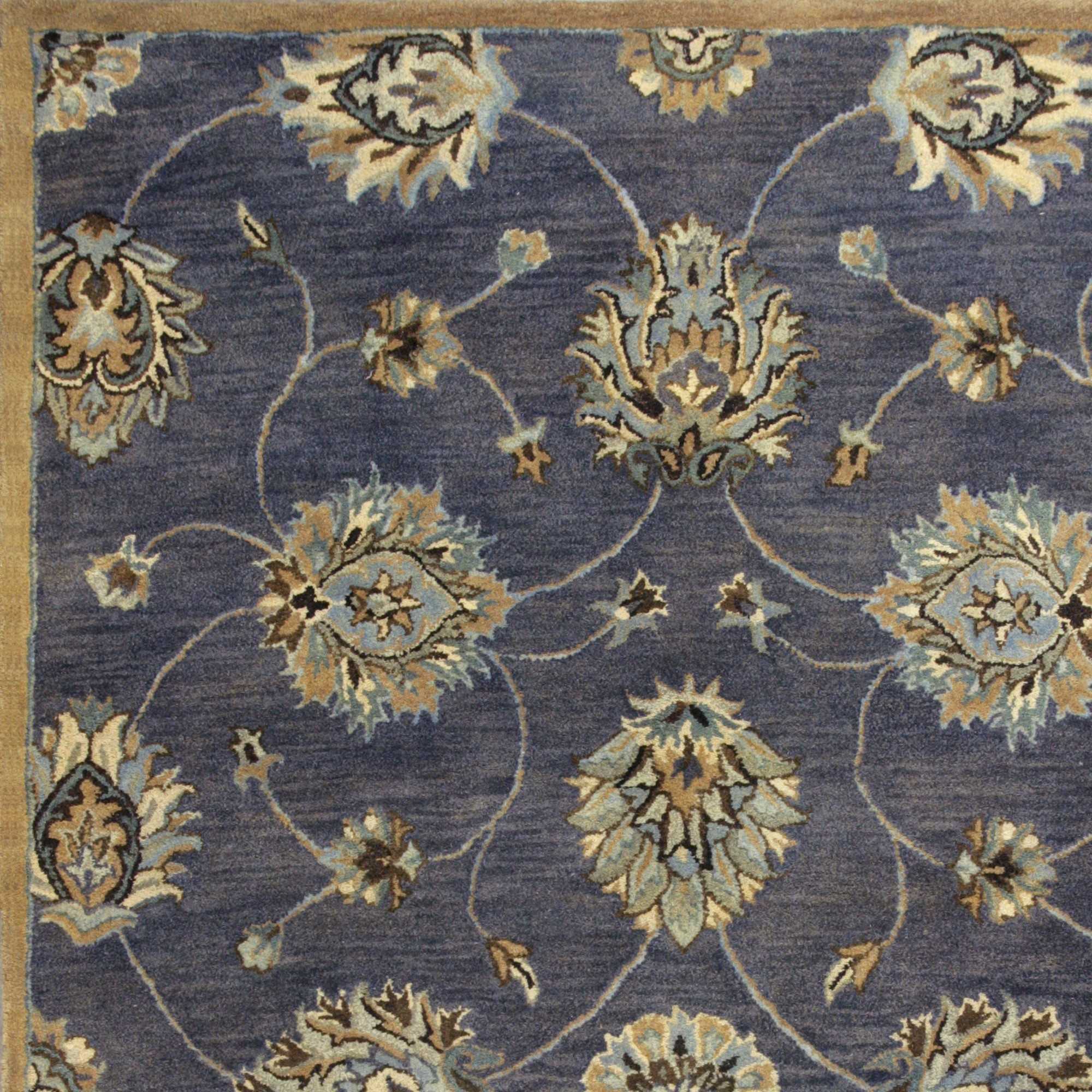 9'x13' Midnight Blue Hand Tufted Traditional Floral Indoor Area Rug - Image 5