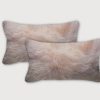 Set of Two Blush Genuine Sheepskin Lumbar Accent Pillows