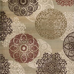 5'x8' Sage Green Machine Woven Floral Medallion Disk Indoor Area Rug